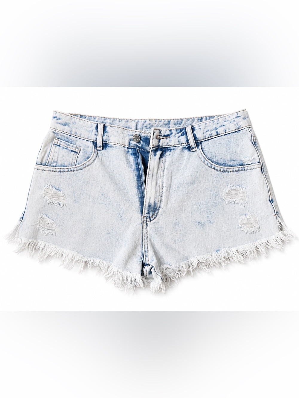 SHEIN Light Blue Distressed Denim Shorts